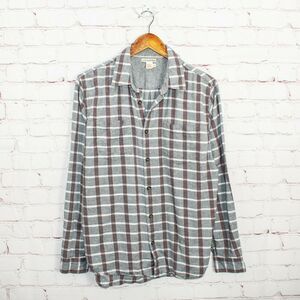 Carbon 2 Cobalt Medium Gray Plaid Button up Flannel Shirt Cotton